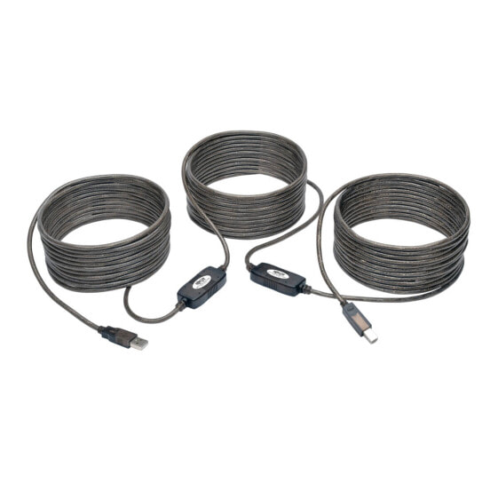 Eaton Tripp Lite U042-050 USB 2.0 A to B Active Repeater Cable (M/M) - 50 ft. (15.24 m) - 15.24 m - USB A - USB B - USB 2.0 - Male/Male - Metallic - Silver - Translucent