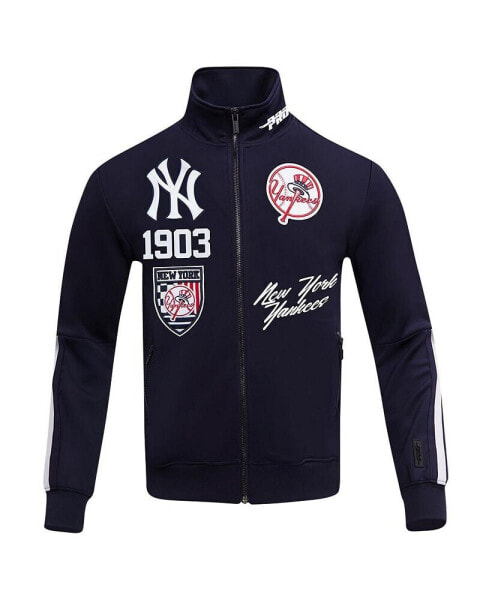 Men's Navy New York Yankees Fast Lane Full-Zip Track Jacket