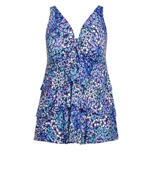 Women's Plus Size Ruffled Print Tankini Top