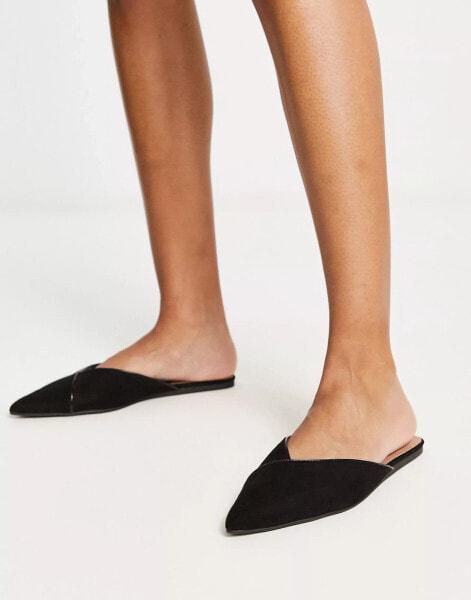 ASOS DESIGN Luna pointed ballet mules in black