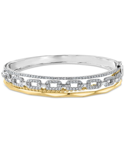 EFFY® Diamond Chain Link Bangle Bracelet (2-1/10 ct. t.w.) in 14k White and Yellow Gold