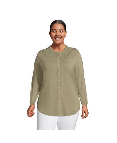 Plus Size Long Sleeve Jersey A-line Tunic
