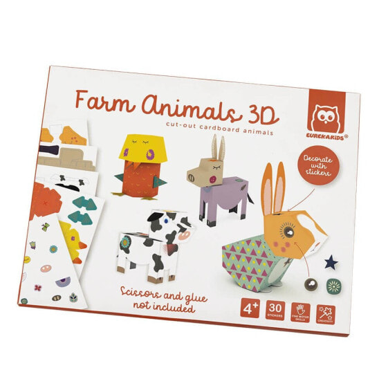 EUREKAKIDS Sheets to build 3d cardboard animals - farm animals
