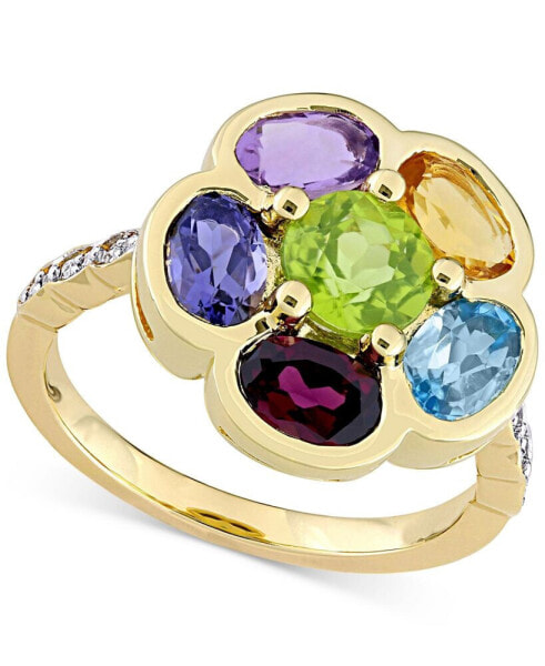 Multi-Gemstone (3-3/8 ct. t.w.) & Diamond (1/20 ct. t.w.) Ring in Gold-Plated Sterling Silver