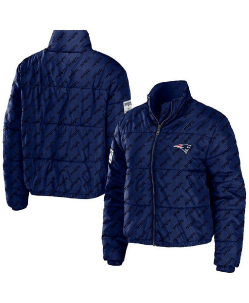 Women's Navy New England Patriots Puffer Full-Zip Jacket