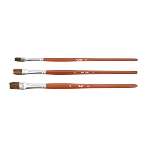 MILAN Blister Pack Of 3 Flat Brushes 121 Serie Nº 6-10 And 14