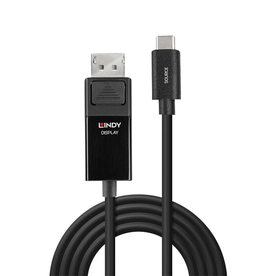 Адаптер USB Type C к DisplayPort 4K60 Lindy 2м с HDR - черный 2м - 32.4 Гбит/с