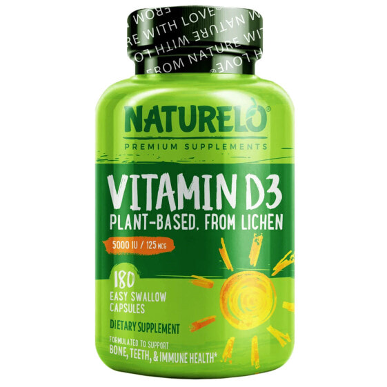 Vitamin D3, Plant Based from Lichen, 125 mcg (5,000 IU), 180 Easy Swallow Capsules