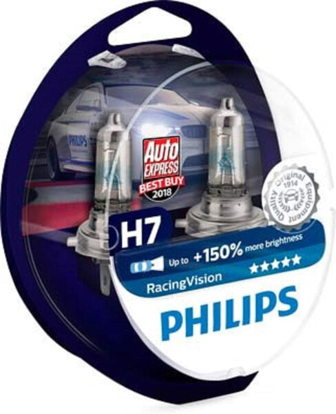 Philips racingvision H7 Bulb Headlight 12972rvs2 Xtreme Vision Upgrade, 2 Pack