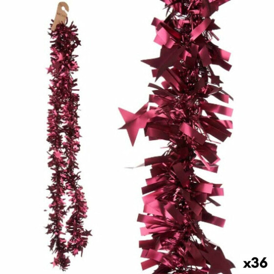 Christmas garland Tinsel Stars Fuchsia 9 x 9 x 200 cm (36 Units)