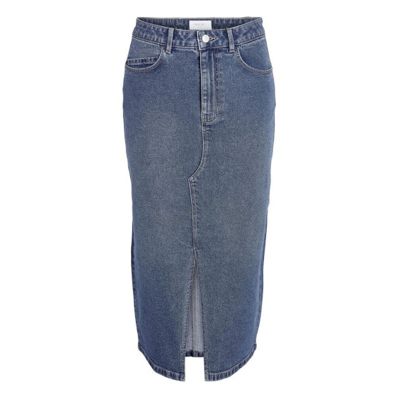 NOISY MAY Kath Slit Midi Vi477Mb Denim Skirt