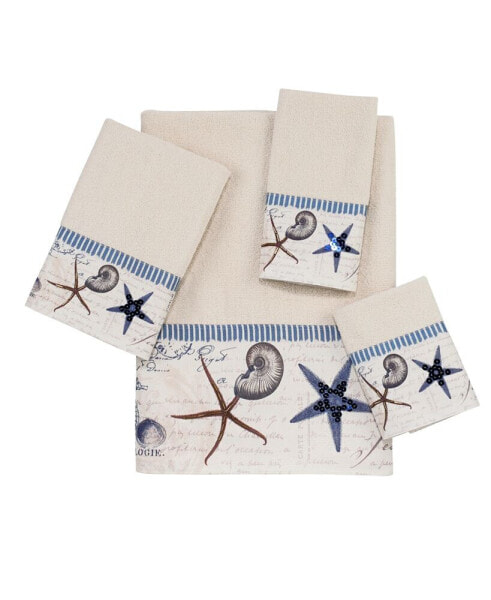 Antigua Starfish & Seashells Cotton Fingertip Towel, 11" x 18"