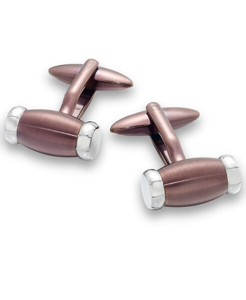 Sutton by Men's Stainless Steel Copper and Rhodium Barrel Cuff Links