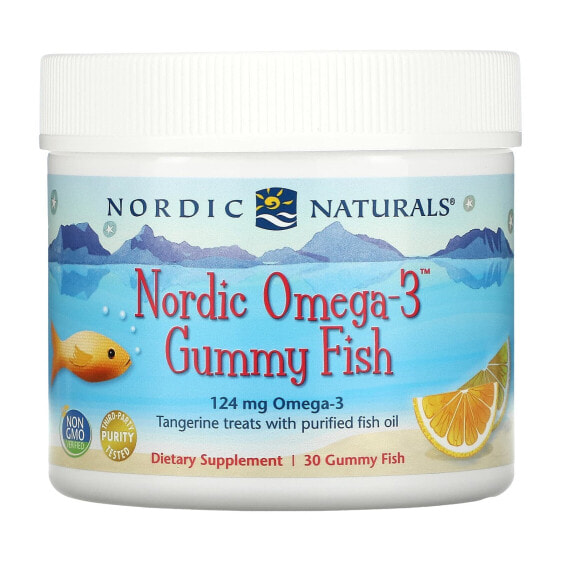 Nordic Omega-3 Gummy Fish, Tangerine Treats, 124 mg, 30 Gummy Fish