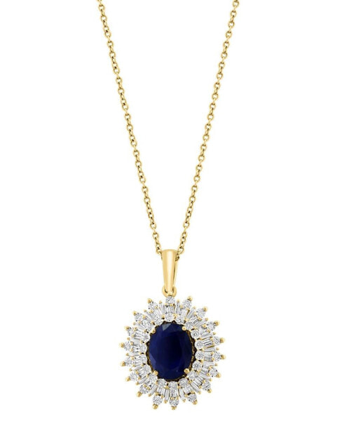 EFFY® Sapphire (1-7/8 ct. t.w.) & Diamond (1/5 ct. t.w.) Halo 18" Pendant Necklace in 14k White Gold. (Also available in Ruby)