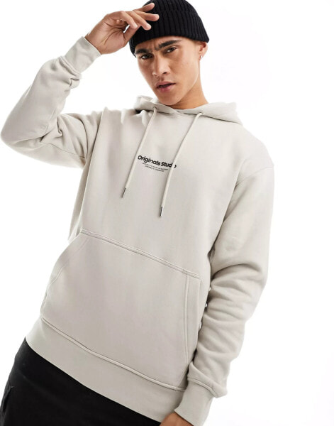 Jack & Jones oversize hoodie with originals logo in beige