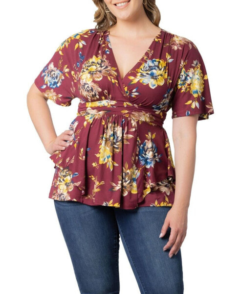 Plus Size Encore Short Sleeve Printed Top