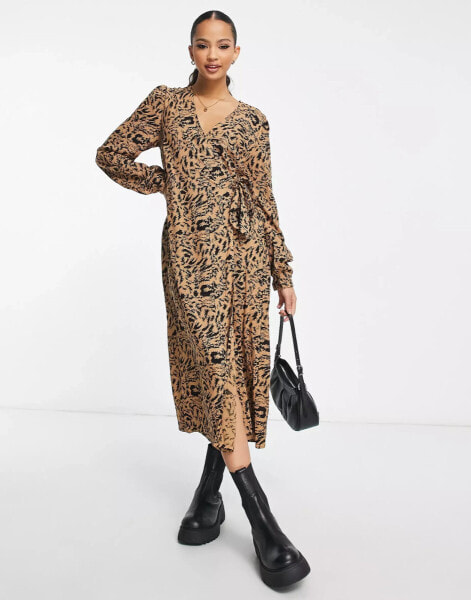 Y.A.S – Krizza – Mehrfarbiges Midi-Wickelkleid mit Animalprint