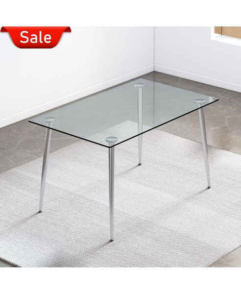 Rectangular Glass Dining Table for 4-6,51"x31"x30"