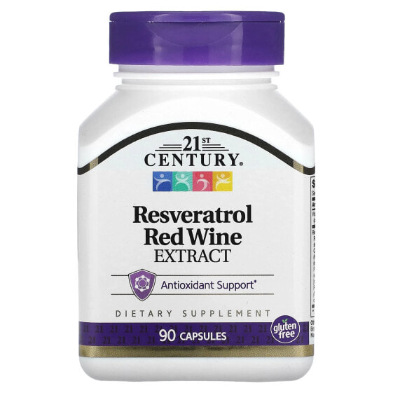 БАД Ресвератрол 21st Century, экстракт красного вина, 90 капсул