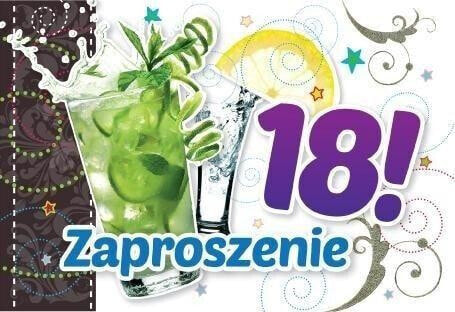 KUKARTKA Zaproszenie ZZ-039 Urodziny 18 drinki (5 szt.)