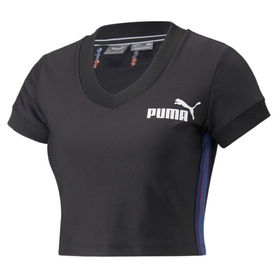 Футболка женская Puma BMW MMS Statement V Neck Short Sleeve с коротким рукавом черного цвета 5382