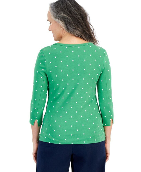 Women's Pima Cotton Boat-Neck 3/4-Sleeve Top, Created for Macy's