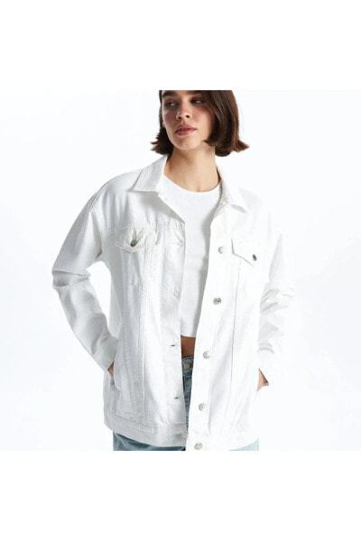 XSIDE Düz Uzun Kollu Kadın Jean Ceket