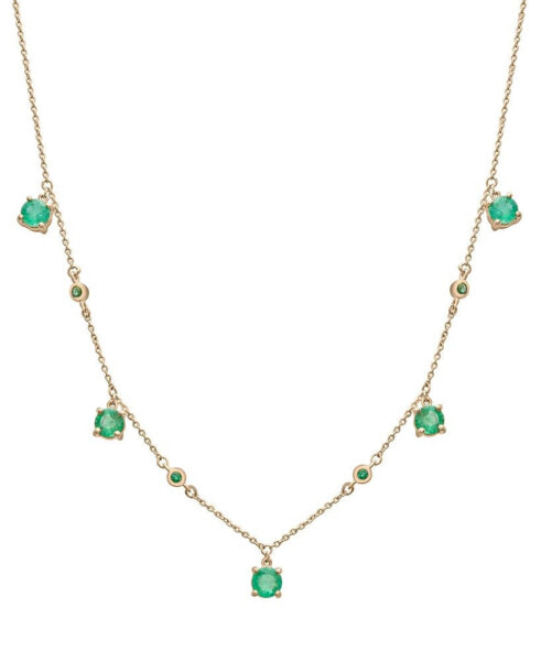 Lab-Grown Emerald Dangle 17" Collar Necklace (1-1/5 ct. t.w.) in 14k Gold-Plated Sterling Silver