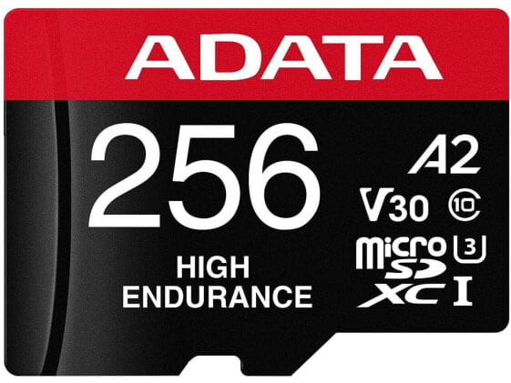 ADATA 256GB High Endurance microSDXC UHS-I U3 / Class 10 V30 A2 Memory Card with