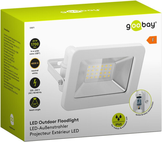 Goobay LED Outdoor Floodlight - 20 W - 20 W - LED - 24 bulb(s) - White - White - 4000 K