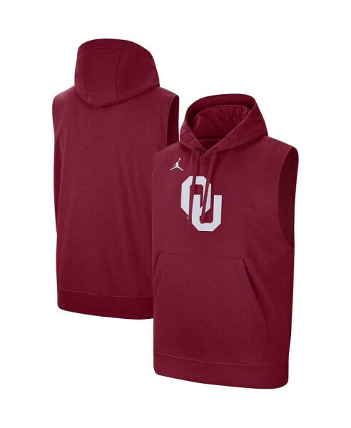 Men's Crimson Oklahoma Sooners Logo Performance Sleeveless Pullover Hoodie