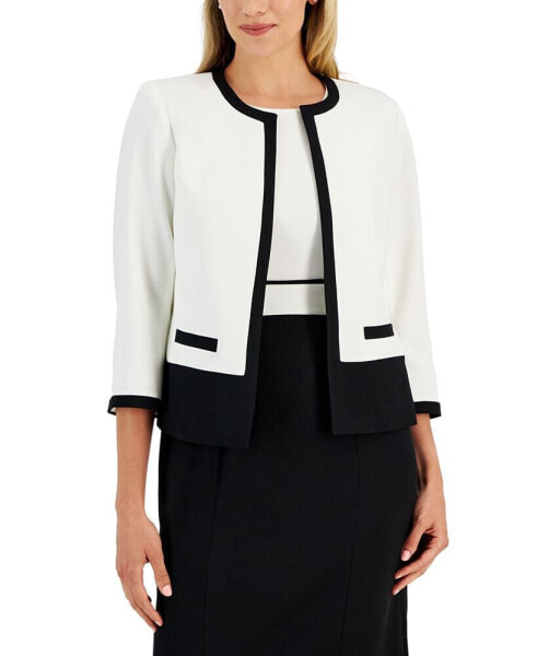 Women's Colorblocked Framed Open-Front Jacket