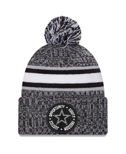 Men's Heather Black Dallas Cowboys 2023 Inspire Change Cuffed Knit Hat With Pom