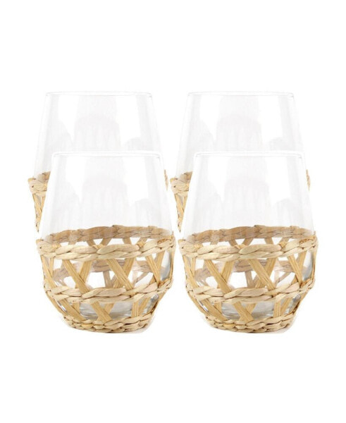 Glass Stemless Wine, 4 Piece Set