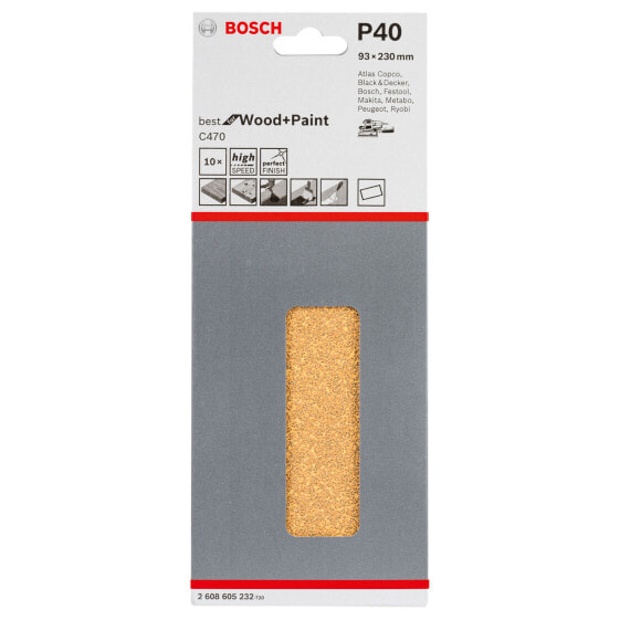 Schleifblatt C470, 93 x 230 mm, 40, ungelocht, gespannt, 10er-Pack