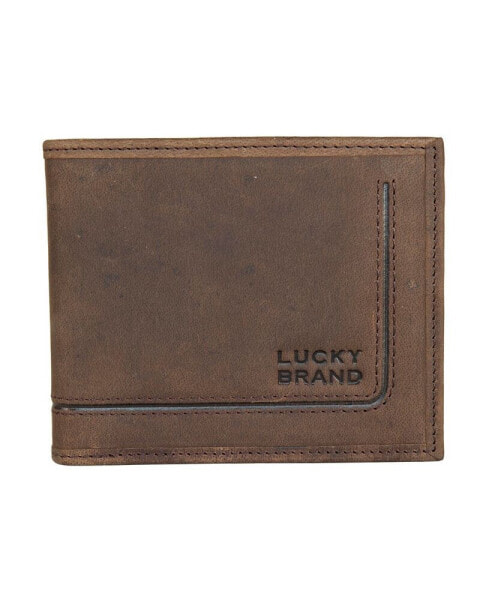Men's Grooved Leather Bifold Wallet