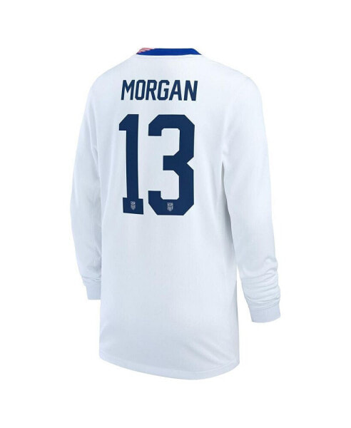 Big Boys and Girls Alex Morgan White USWNT 2024 Home Stadium Replica Player Long Sleeve Jersey