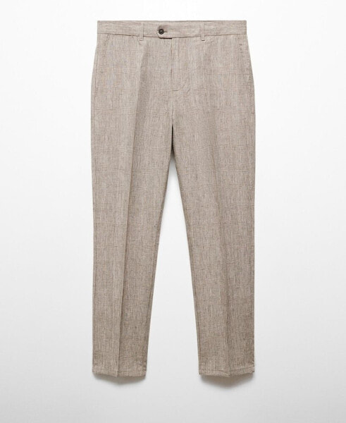 Men's 100% Linen Prince Of Wales Check Trousers