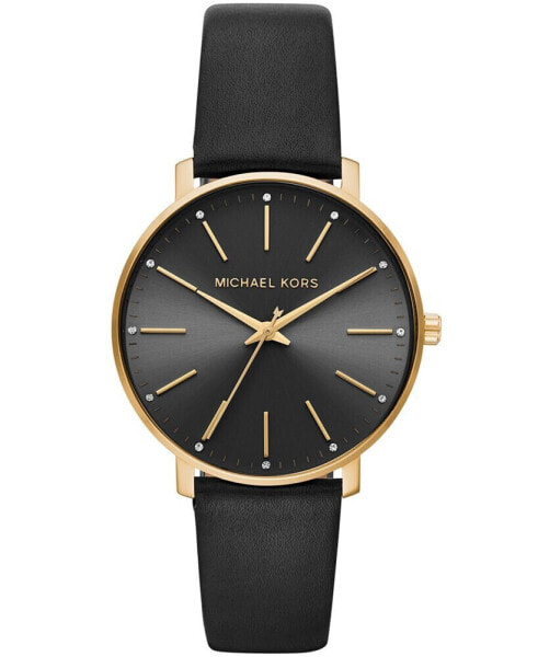 Women's Pyper Black Leather Strap Watch 38mm