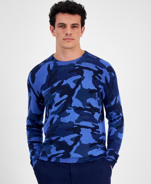 Men's Printed Camo Cashmere Sweater, Created for Macy's