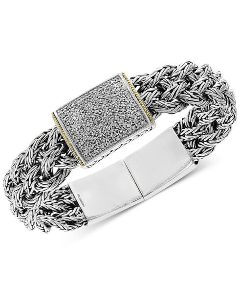 Diamond Pavé Woven Bracelet (1/2 ct. t.w.) in Sterling Silver & 18k Gold