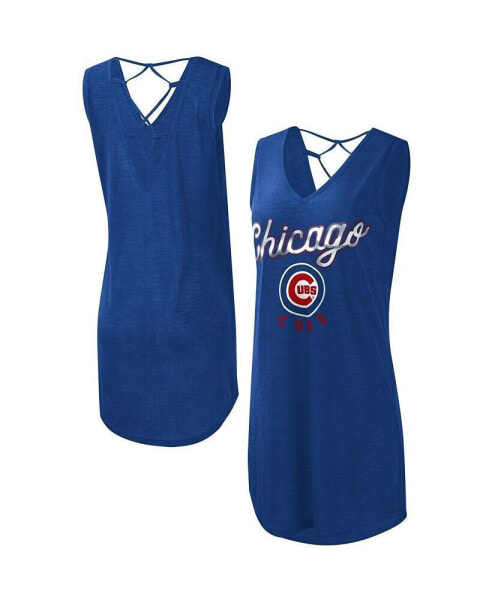 Women's Royal Chicago Cubs Game Time Slub Beach V-Neck Cover-Up Dress
