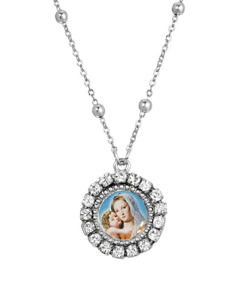 Symbols of Faith silver-Tone Round Mother and Child Necklace