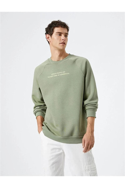 4wam70052mk 814 Yeşil Erkek Pamuk Jersey Sweatshirt