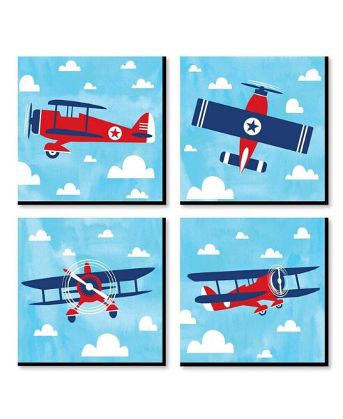 Taking Flight - Airplane Home Decor - 11 x 11 inches Wall Art - Set of 4 Prints