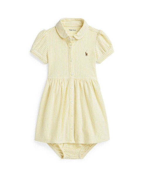 Baby Girls Striped Knit Oxford Shirtdress