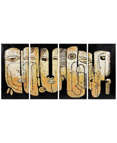 Totem poles Mixed Media Iron Hand Painted Dimensional Wall Art, 32" x 16" x 1.6"