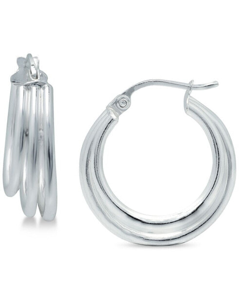 Small Triple Hoop Earrings in Sterling Silver, 18mm, Created for Macy's