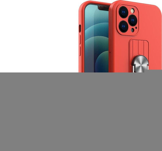 Hurtel Ring Case silikonowe etui z uchwytem na palec i podstawką do iPhone 13 mini czerwony